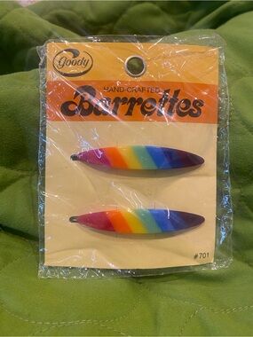 Vintage 70s - Goody rainbow barrettes in original packaging